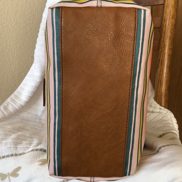 Fossil Multi Striped Leather And Canvas Tote - Picture 3 of 8